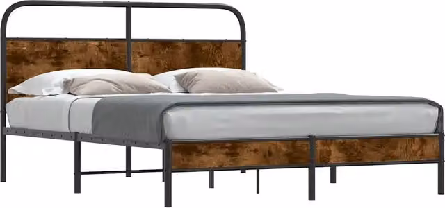 Letto matrimoniale | Letto per adulti | Giroletto senza Materasso Rovere Fumo 160x200 cm in Truciolato