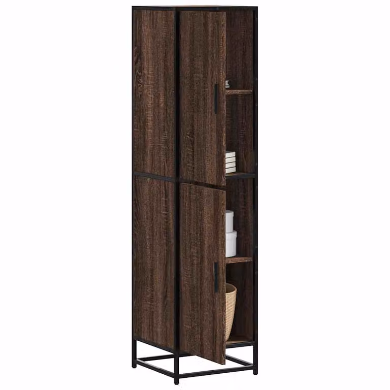 Credenza Industrial vidaXL in Rovere Marrone con Ripiani e Ante in Legno e Metallo L/P/H: 35,5 x 35 x 139 cm