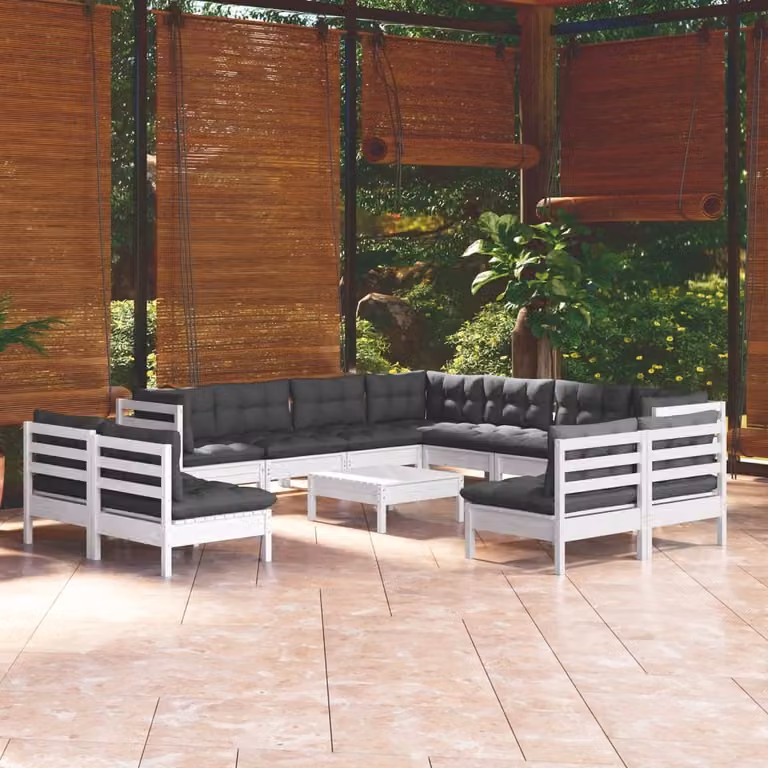 Maison Exclusive - Set Divani da Giardino 12 pz con Cuscini BiancLegno di Pino