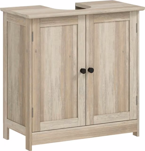 Mobile sottolavabo HOMCOM con 2 ante e ripiano regolabile, grigio effetto legno, L: 60 cm, P: 30 cm, H: 60 cm