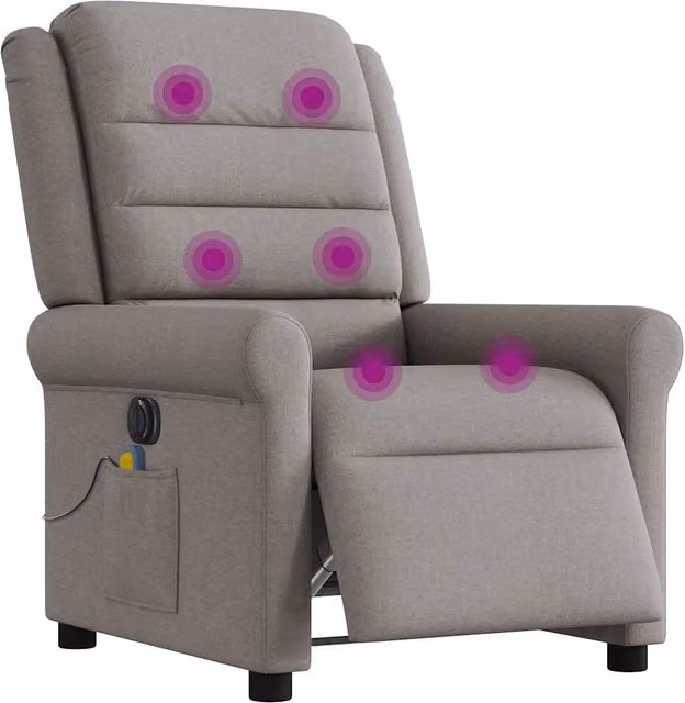 Poltrona Massaggiante | Sedia Relax Reclinabile Elettrica Tortora in Tessuto