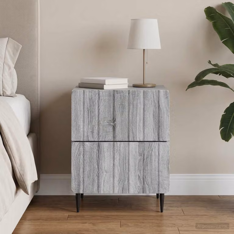 vidaXL Armadio da Notte Moderno Grigio L: 43 cm, P: 34,5 cm, H: 49,5 cm