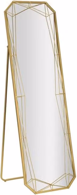 Specchio da Terra Gold 46x2x153 cm in Ferro e MDF e Specchio Oro