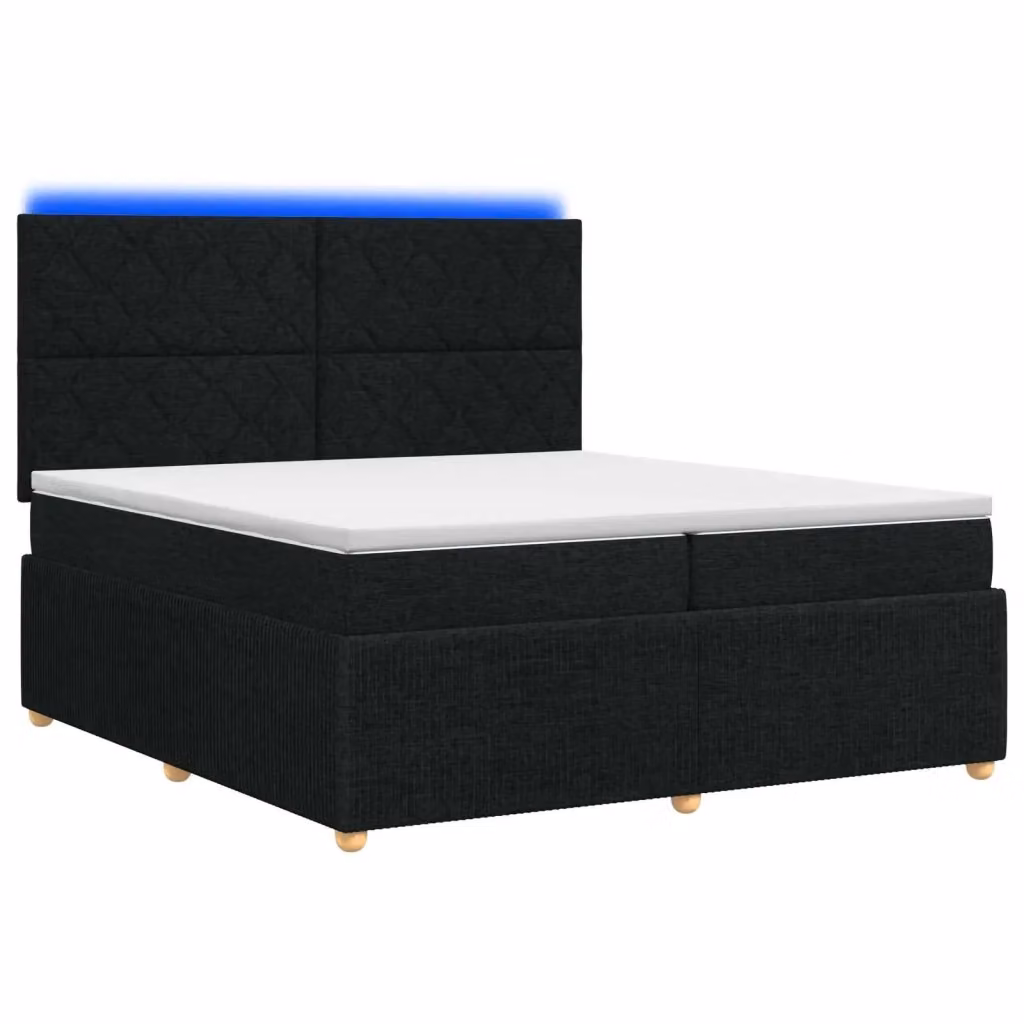 Letto Box Spring vidaXL con Materasso Ibrido e Illuminazione LED Sotto il Letto, Colore Nero e Bianco, L/P: 200 x 200 cm – 2