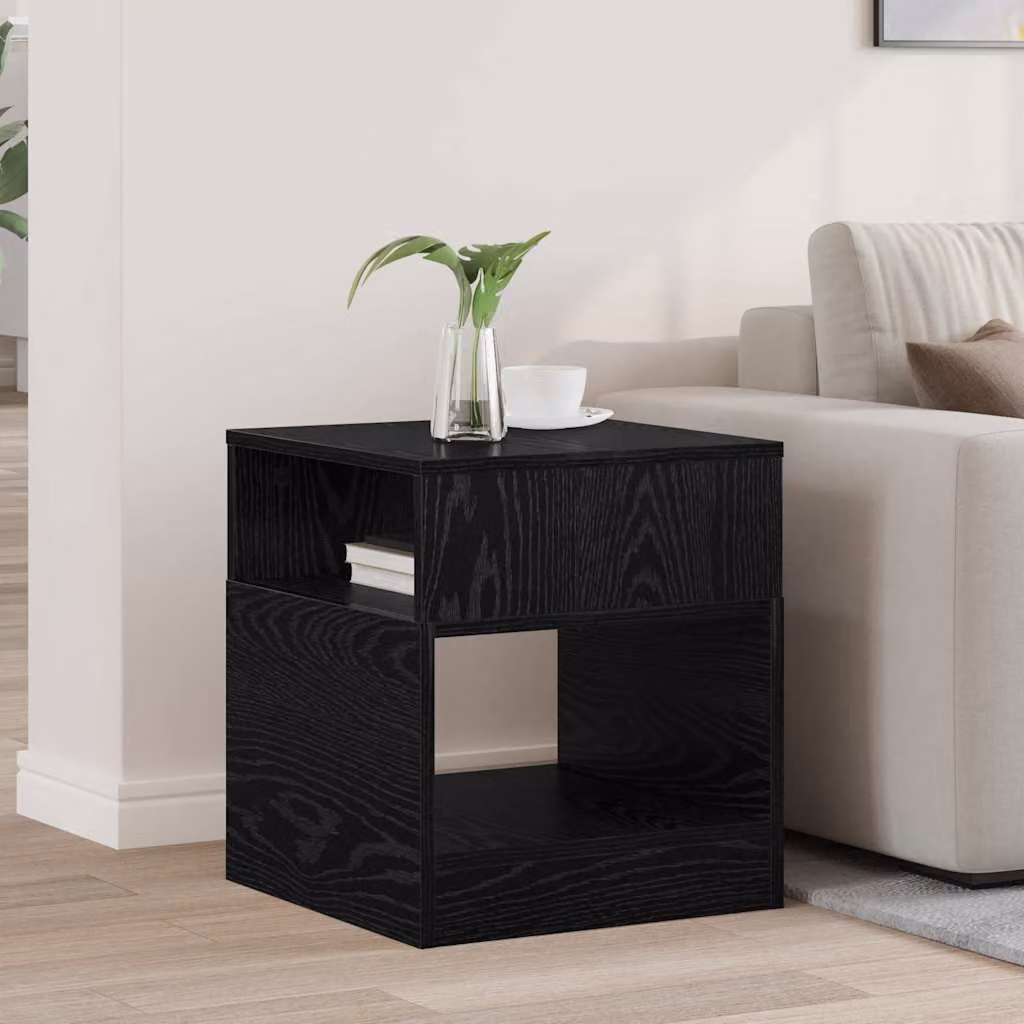 Tavolino moderno vidaXL in legno nero e rovere L/P/H: 40,5 x 40 x 45 cm