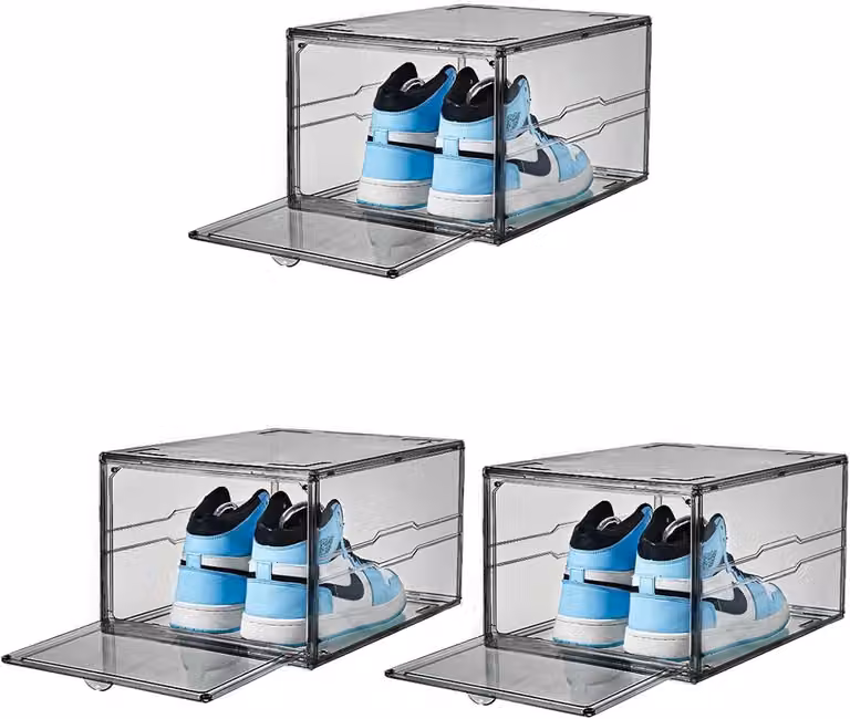 Scatola per scarpe, dimensioni 37 x 27 x 20 cm, set da 3, con porta magnetica, ideale per scarpe da ginnastica