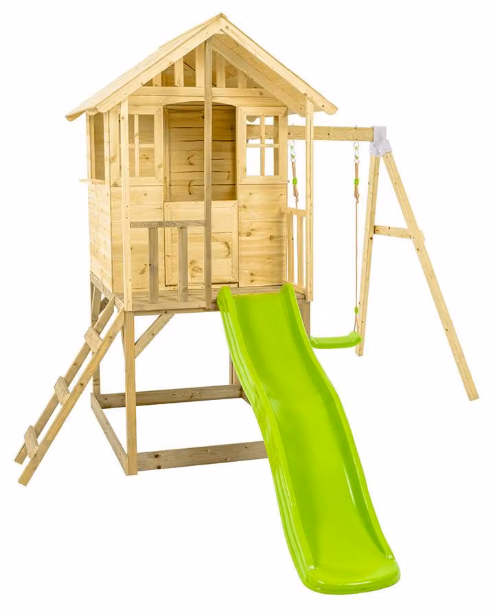 Zwerkules Villa 2 Casa su palafitte per bambini con scivolo e altalena in legno