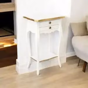 Porta telefono in legno KIVIO stile shabby chic colore bianco e oro – 2