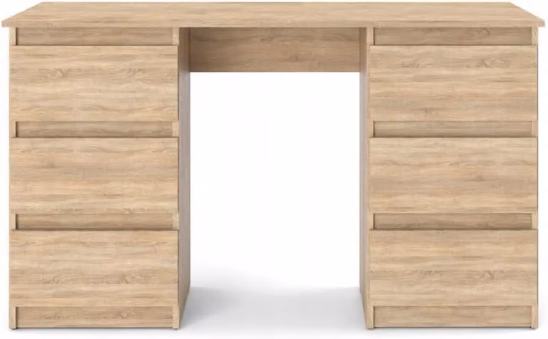 Scrivania VBChome 120x50x75 cm, impiallacciata in rovere Sonoma, con 6 cassetti. Scrivania da ufficio, scrivania per computer, scrivania per PC, scrivania per laptop, scrivania per l'ufficio domestico