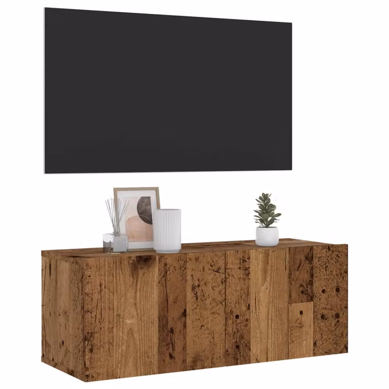 Mobile TV da parete vidaXL in legno antico marrone L 80 cm x P 30 cm x H 30 cm