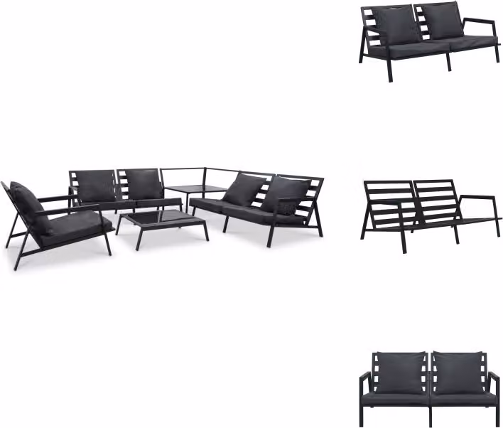 vidaXL Set da salotto da giardino 5 pezzi con cuscini in alluminio grigio scuro - Set di mobili da giardino