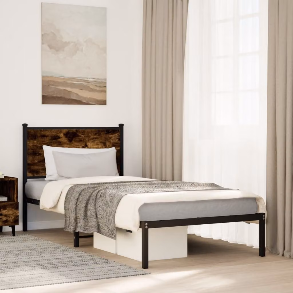 Giroletto in metallo vidaXL con doghe fisse, colore marrone, L/P/H: 200 x 80 x 196 cm