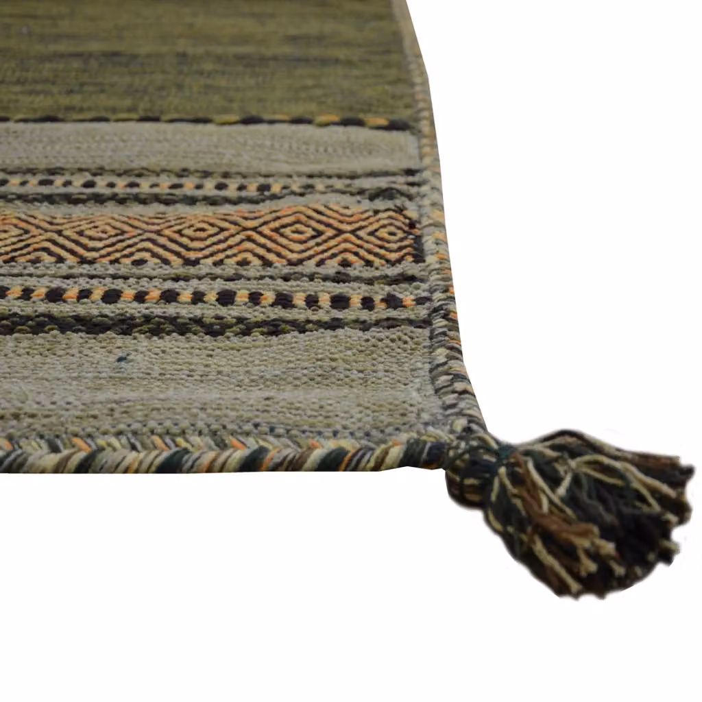 Tappeto Kilim Antique Pierre Tappeti Verde in Cotone e Ciniglia L: 160 cm, P: 230 cm – 2