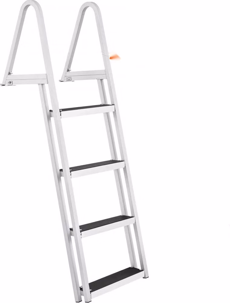Scaletta per barca - Scaletta in alluminio con 4 gradini rimovibili - Portata 159 kg - Gradino largo 10 cm - Tappetino in gomma antiscivolo - Ideale per l'imbarco su barche, laghi, piscine e mari.