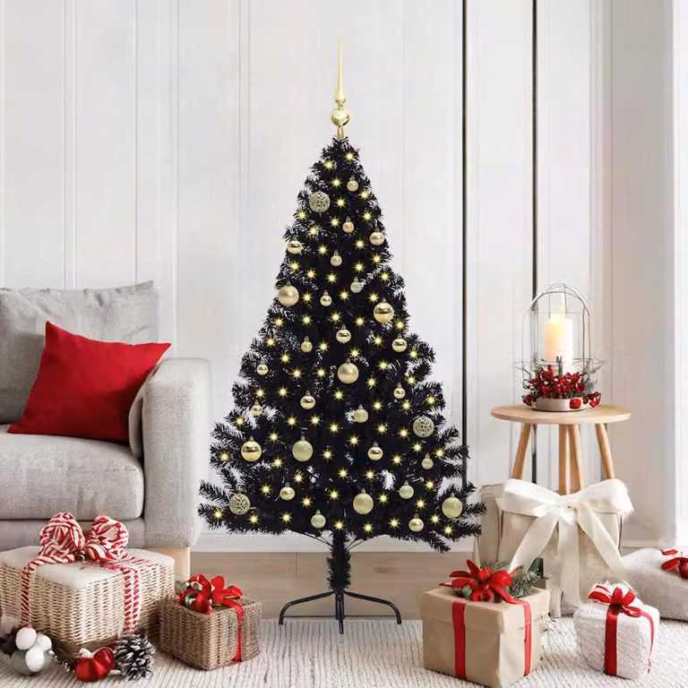 Maison Exclusive - Albero di Natale artificiale preilluminato Nero 150 cm PVC