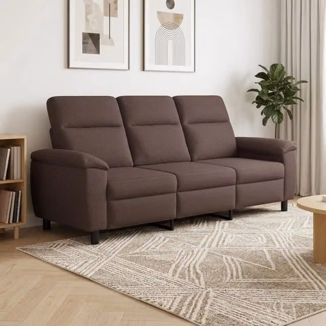 Divano moderno vidaXL in tessuto marrone con struttura in metallo L: 214 cm, P: 90 cm, H: 95 cm – 1