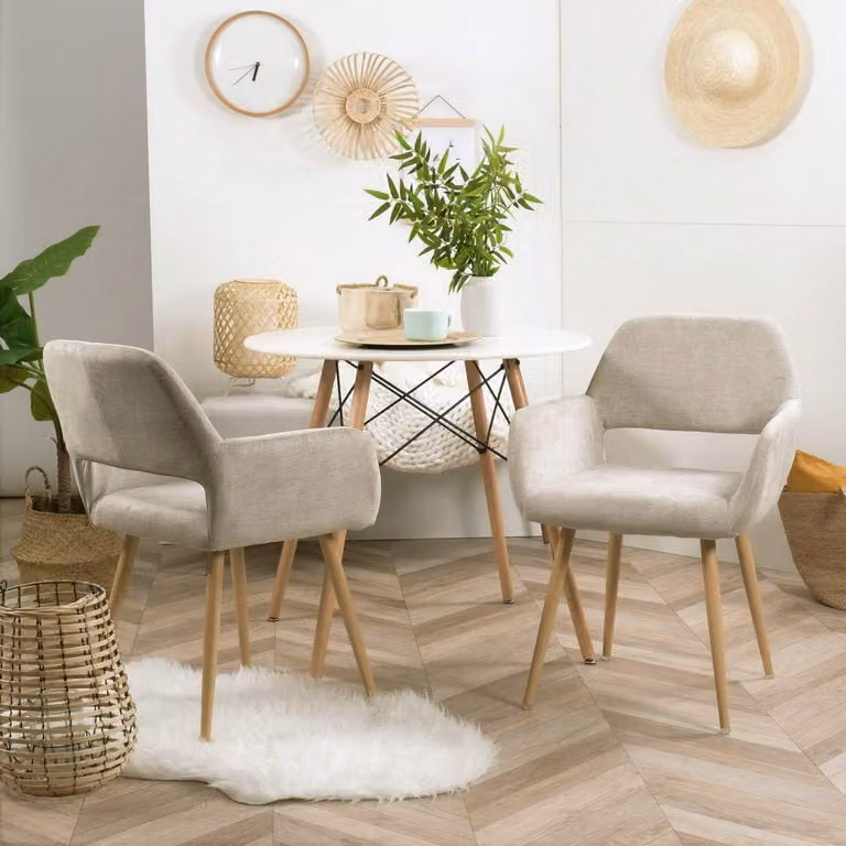 MOBILI COSY: Set di 2 sedie da pranzo moderne, dimensioni 56 x 56 x 78 cm, colore beige