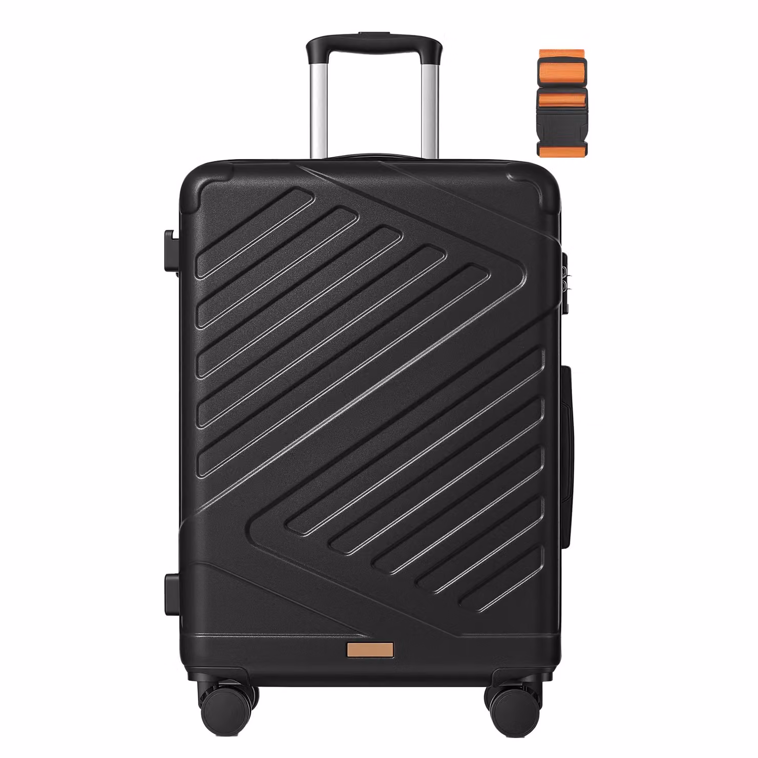 Trolley da Viaggio Valigia Espandibile con Cinghia e Chiusura TSA, Nero Inchiostro / XL (75 x 50 x 30 cm)