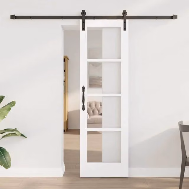 Porta scorrevole vidaXL ORKDAL Bianco con vetro e acciaio L: 61 cm, H: 198,5 cm