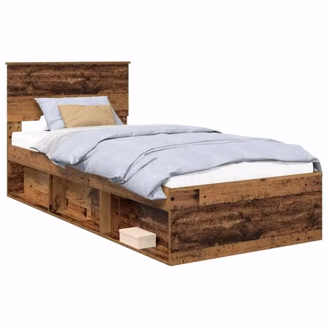 Letto singolo | Letto per adulti | Struttura del letto con testiera Legno vecchio 100 x 200 cm