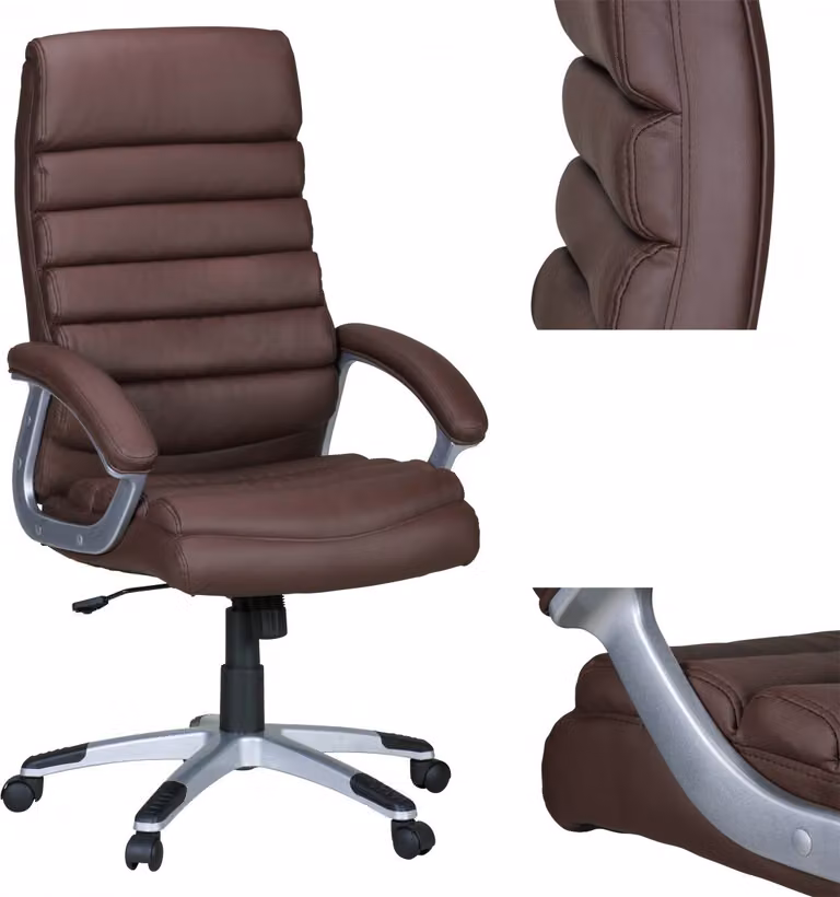 Sedia da ufficio Amstyle Valencia in pelle marrone Sedia girevole executive con imbottitura XXL; SPM1.038