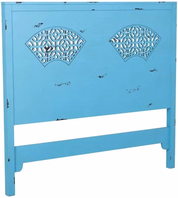 Testiera in legno blu 150x5x130