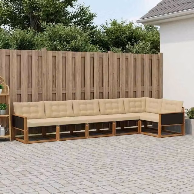 Set di divani da esterno 6 pz Naturale e Beige 3381449