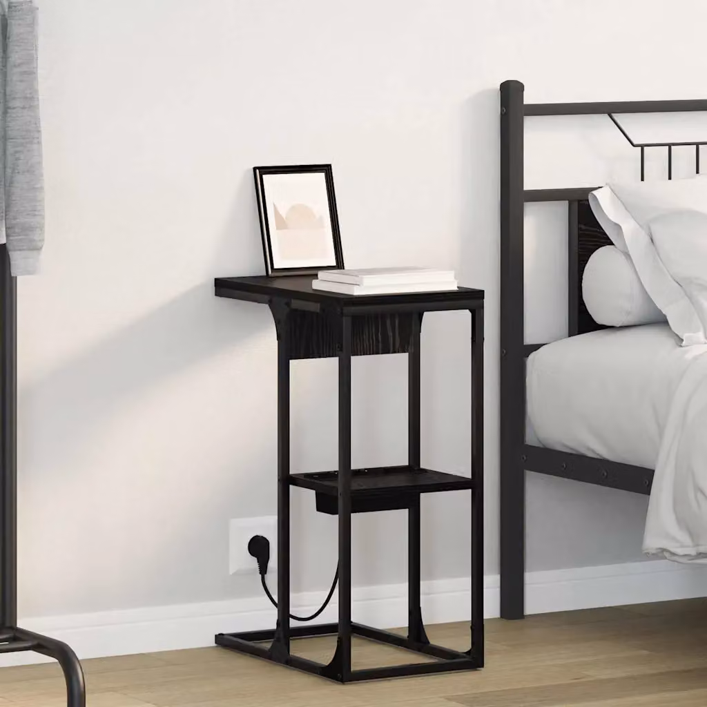 Armadio da Notte vidaXL in Stile Rustico, Colore Rovere e Nero, L 41,5 x P 26 x H 60,5 cm