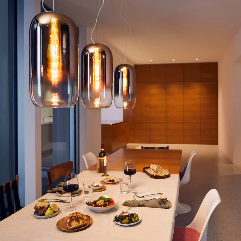 Artemide Lampada a sospensione Gople Mini, dimmerabile, Rame, Soggiorno / Sala da pranzo, Vetro, Design, Lampada a sospensione