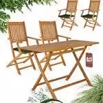 CASARIA® Set di mobili da giardino in legno pieghevole certificato FSC®- / SVLK- incl. cuscini acacia teak giardino balcone terrazza 125x60cm gruppo di sedute resistente alle intemperie Out