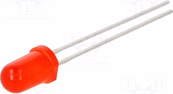 5 LED LTL2R3KE, tecnologia LED, montaggio a foro passante, diametro 5mm, angolo di emissione 50°, corrente di funzionamento 20mA, tensione di funzionamento 2,05÷2,5V, colore rosso, dimensioni 5mm, intensità luminosa 90÷200 mcd