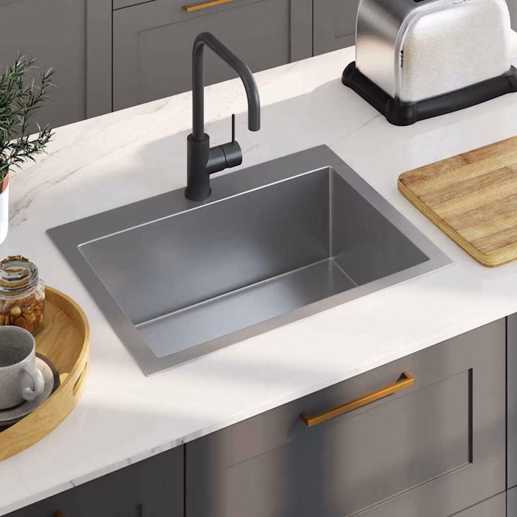Lavello da cucina vidaXL in acciaio inox color argento L/P/H: 59 x 44 x 20 cm – 1