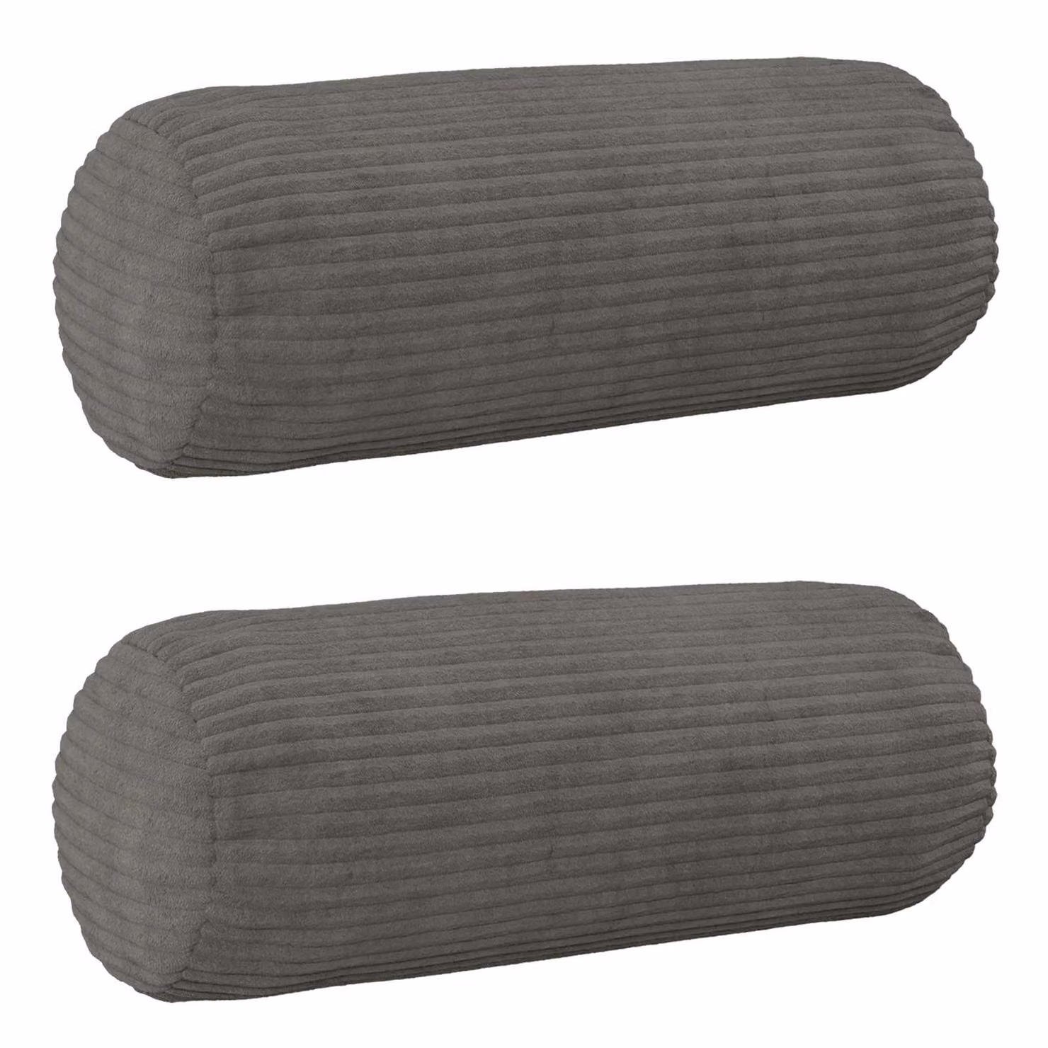 Set di 2 federe rotonde vidaXL HEERLEN in velluto a coste grigio scuro Ø 15 x 40 cm