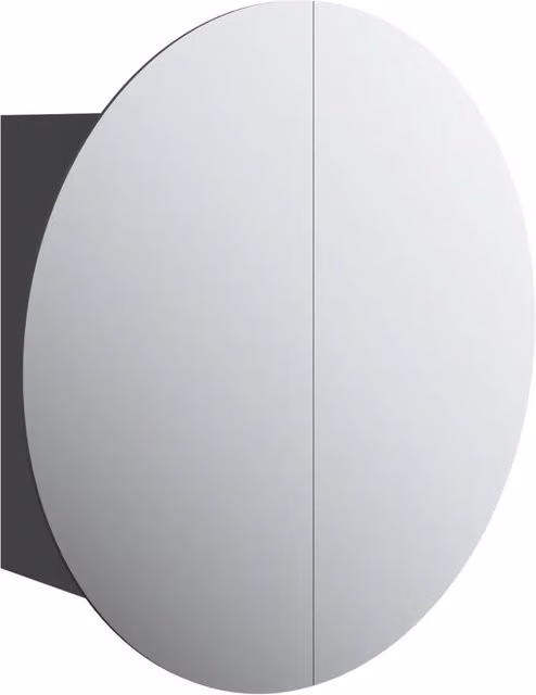 Mobiletto rotondo da parete con specchio e illuminazione a LED HELLOSHOP26 in legno nero, L 47 cm x P 47 cm x H 17,5 cm