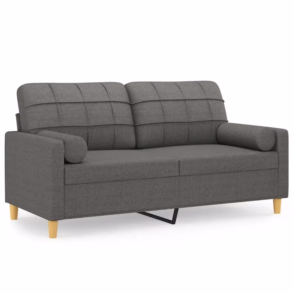 Divano a 2 posti moderno vidaXL in tessuto grigio con cuscini e coperture rimovibili – 2