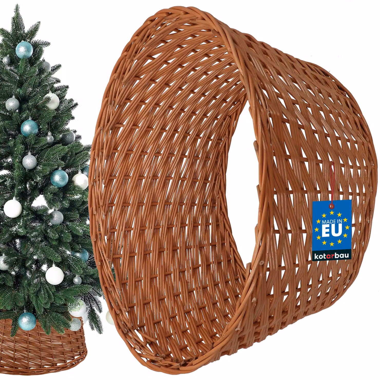 KOTARBAU® Gonna per albero di Natale in salice Ø 55 cm, colore naturale Supporto per albero di Natale in rattan naturale, cesto per albero di Natale, copertura per albero di Natale