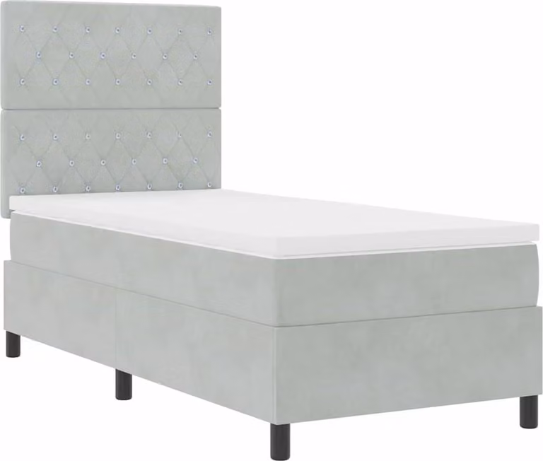 Letto a molle LED con materasso grigio chiaro 90 x 200 cm in velluto