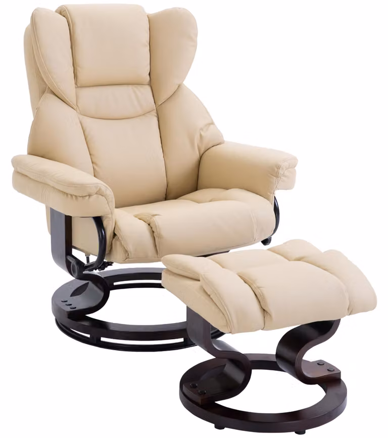 Poltrona reclinabile HOMCOM con poggiapiedi, girevole, ideale per guardare la TV e con funzione relax