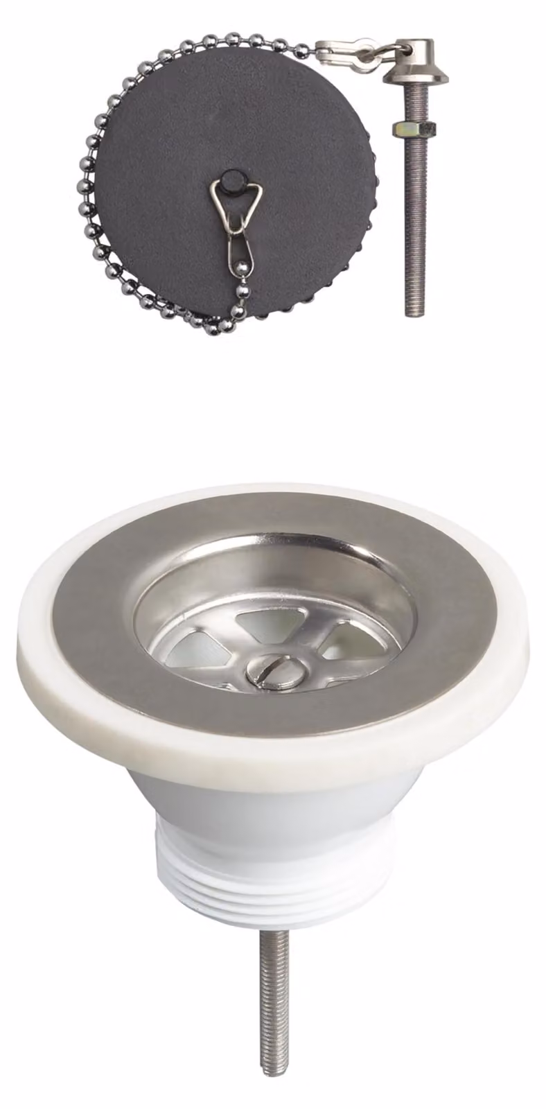 Valvola di scarico per lavello con griglia in acciaio inox ø60 mm con tappo - Wirquin