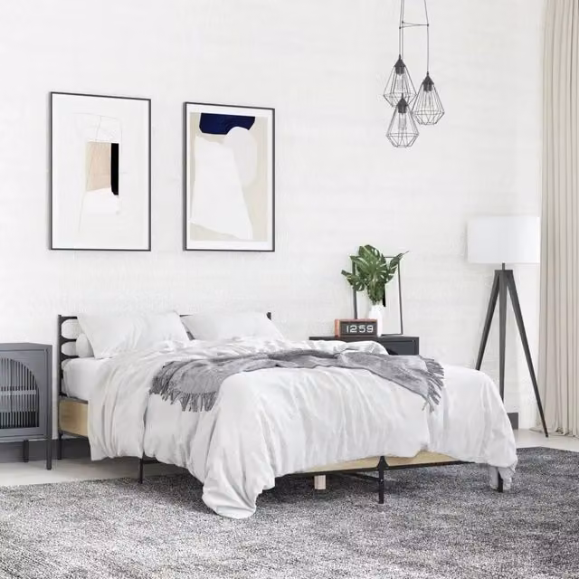 Giroletto-Struttura Letto Rovere Sonoma 140x200 cm in Legno Multistrato Metallo 600629