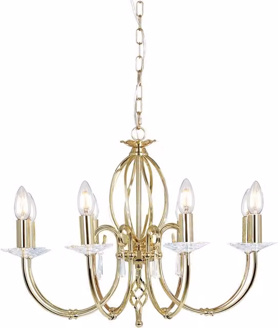 Lampadario Classico Aegean Acciaio Ottone Lucido 8 Luci E14