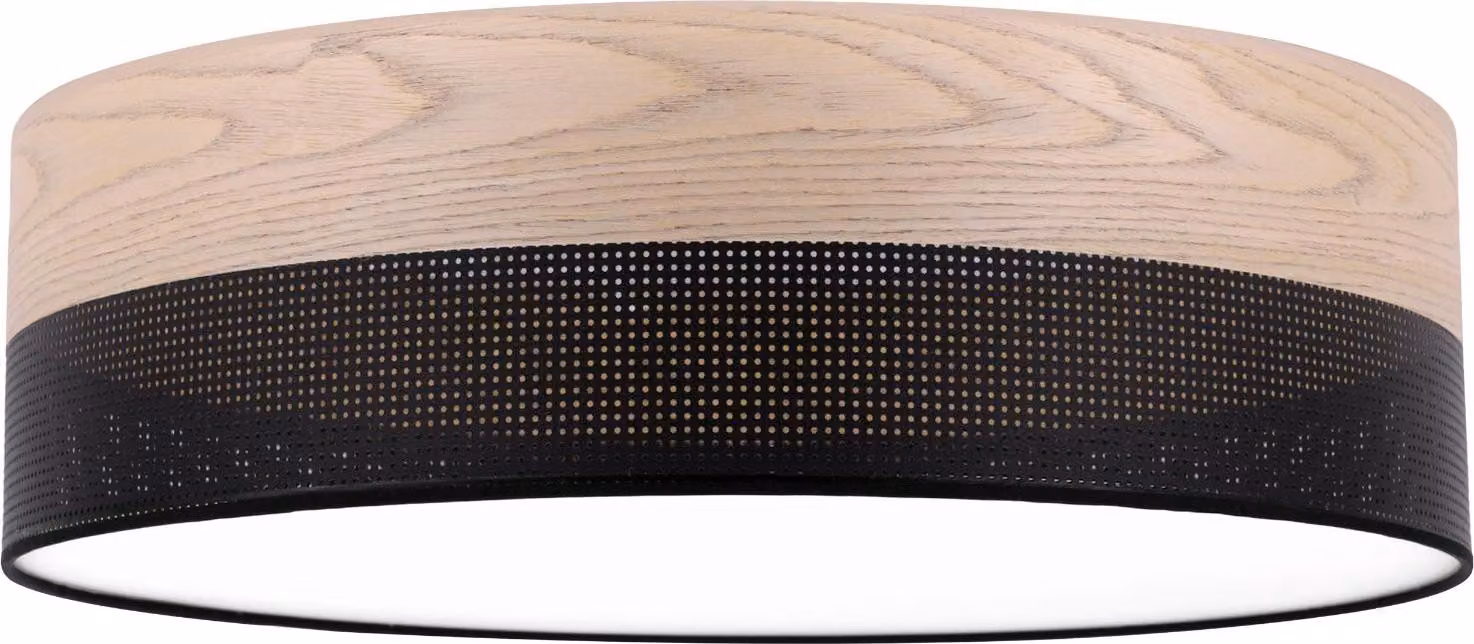 Lampada da soffitto Wood Plexi nero 50cm E27 rovere classico