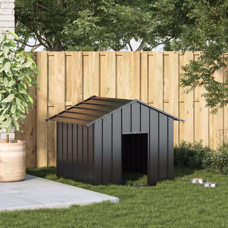 vidaXL Casetta per Cani con Tetto 131x101x102 cm Acciaio Zincato