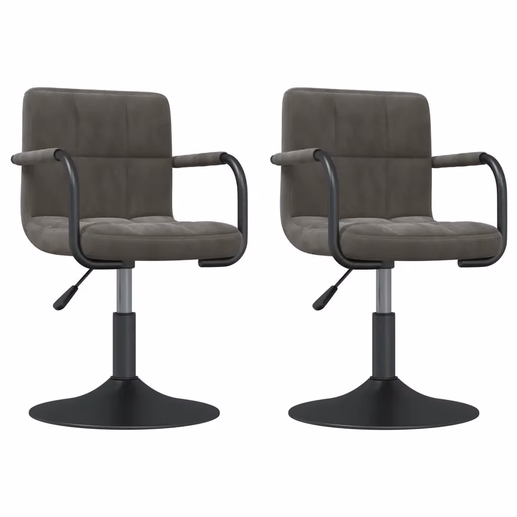 Set di 2 sedie da pranzo girevoli vidaXL in velluto grigio scuro con base in metallo e plastica – 2