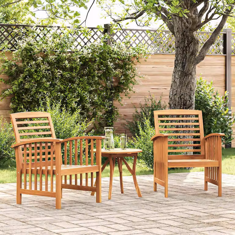 Set di 2 sedie da giardino vidaXL in legno d'acacia oliato marrone con braccioli