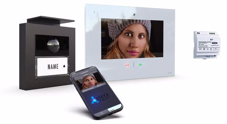 Kit videocitofono antracite bianco - Schermo touchscreen da 7 pollici - Alloggiamento in alluminio - Adatto per case unifamiliari