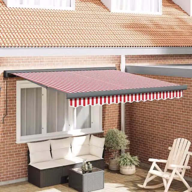 Tenda retrattile Rosso e Bianco 300 x 250 cm Tela e Alluminio 3329993
