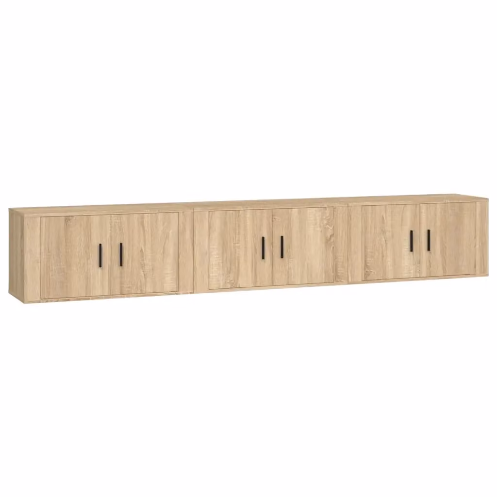 Set di 3 mobili porta TV da parete vidaXL in legno color rovere e beige L 80 cm, P 34,5 cm, H 40 cm – 2