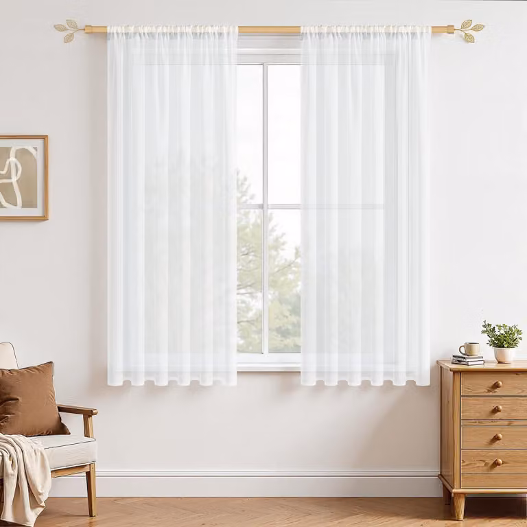 Tende semitrasparenti, set di 2, 130 x 140 cm, colore bianco