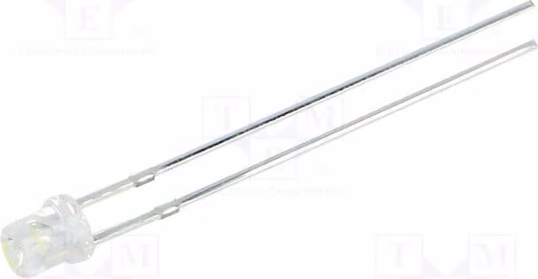 2 LED, 720÷1120 mcd, bianco freddo, 3 mm, 120°: diodi LED concavi OSW5DK33C1A, per montaggio a foro passante (THT), 3 mm